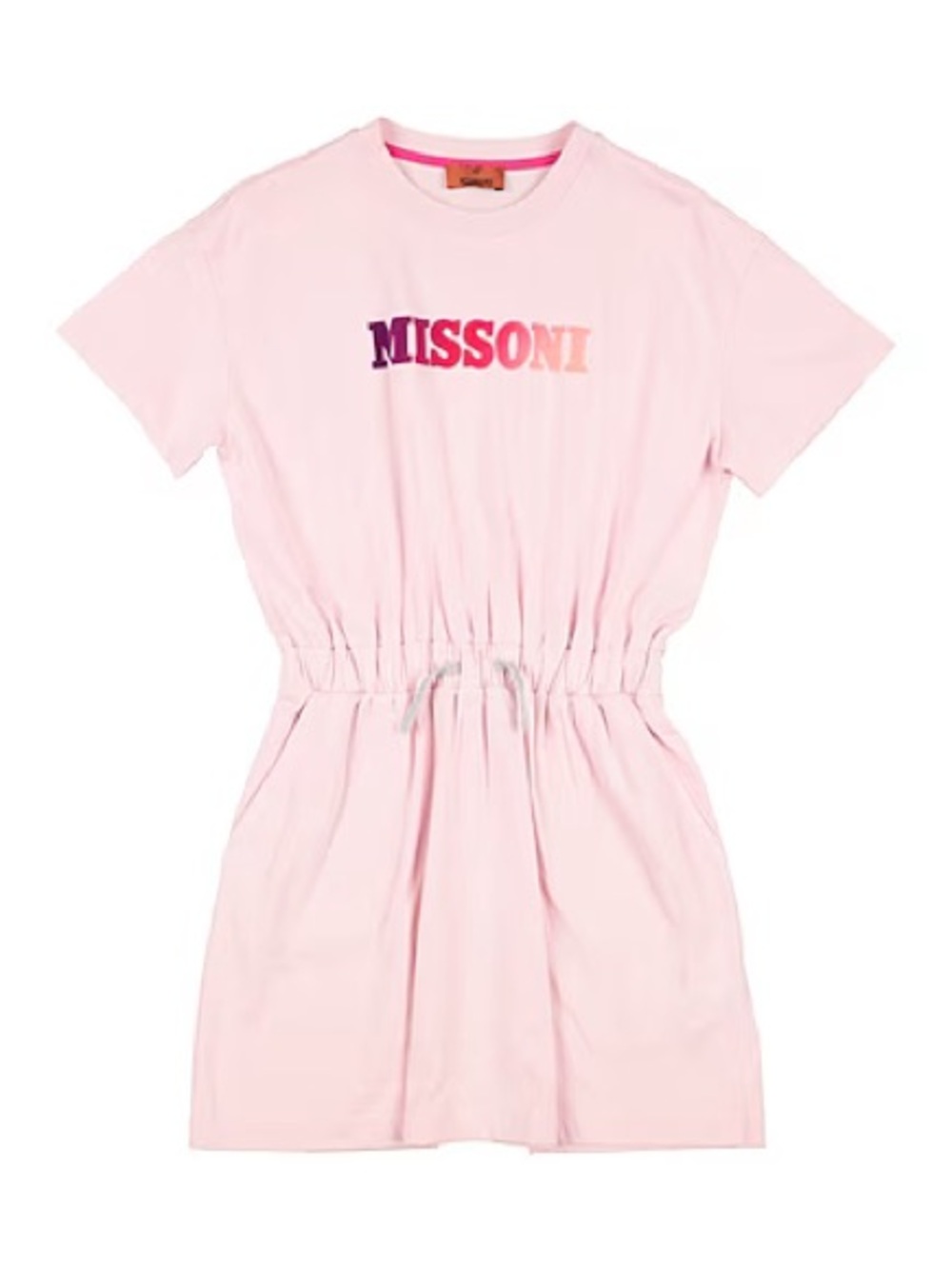 Missoni Girls Light Pink Logo Drawstring Waist T-Shirt Dress Size 10